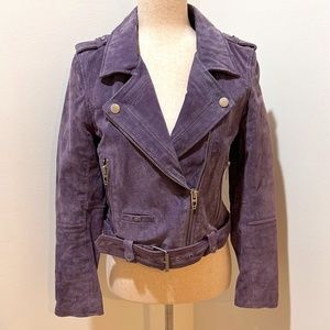 Blank NYC Genuine Suede Leather Biker Jacket in Lavender